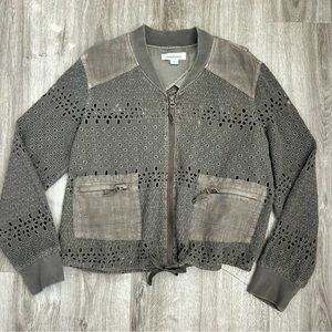 Sundance by Anthropologie Floral Rustic Fall Bomber Jacket Oversized Size PS